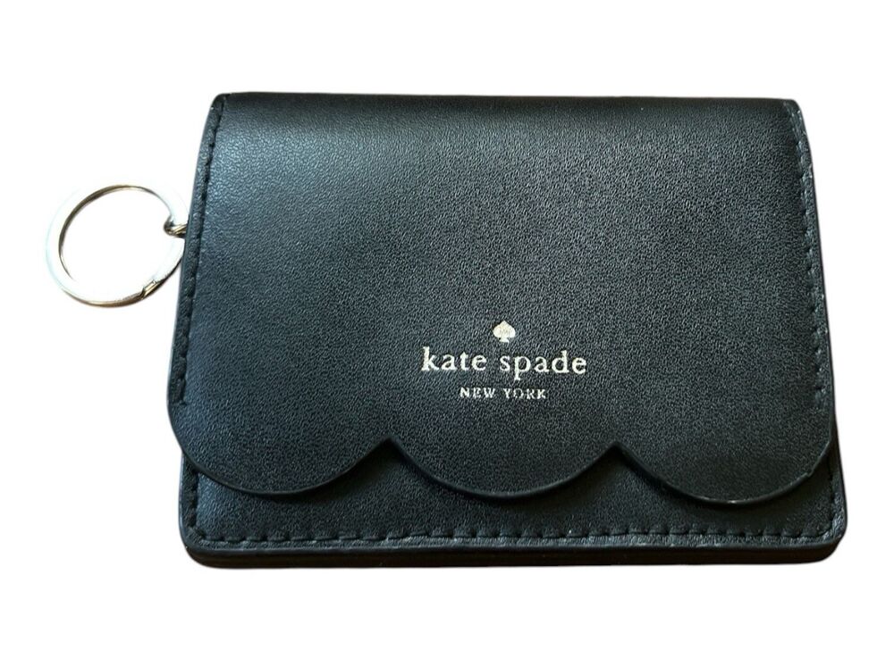 Kate Spade Black Scalloped Small Flap Wallet Cardholder 4 x 3" READ